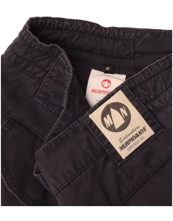 Murphy & Nye Mens Cargo Shorts W36 Large Navy Blue Cotton