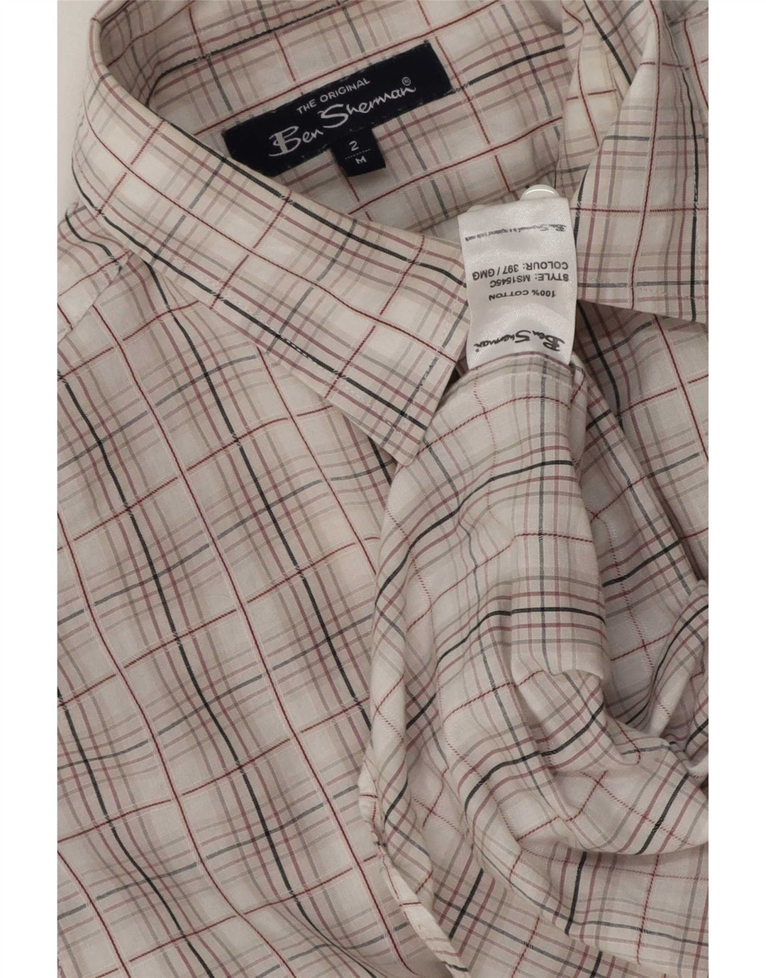 Ben Sherman Mens Shirt Medium White Check Cotton