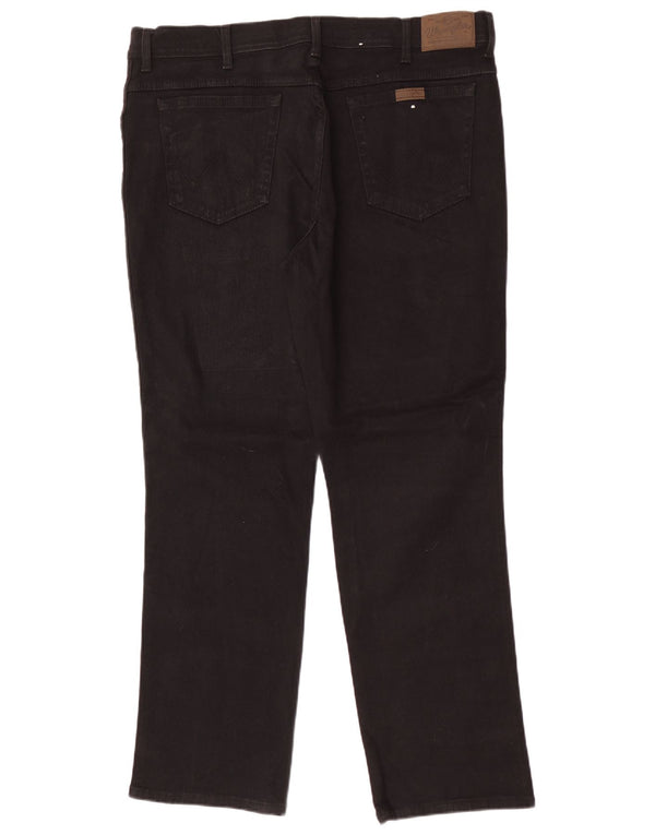 Wrangler Mens Regular Fit Straight Jeans W40 L32 Black Cotton