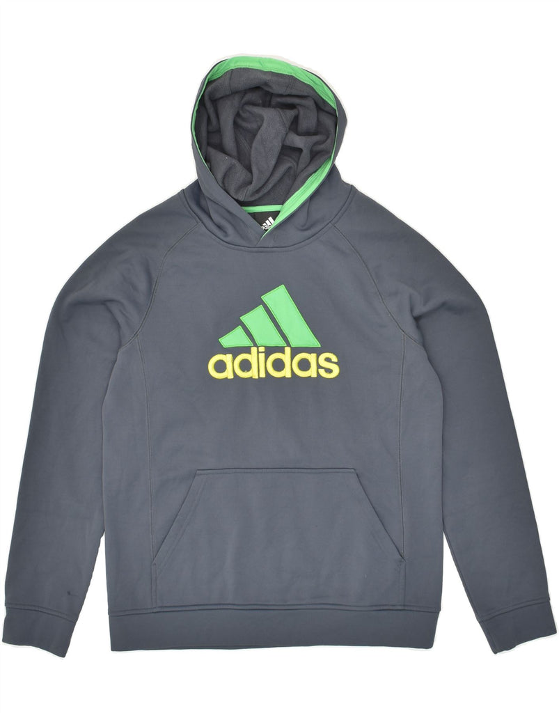 ADIDAS Boys Graphic Hoodie Jumper 14-15 Years Large Grey Polyester | Vintage Adidas | Thrift | Second-Hand Adidas | Used Clothing | Messina Hembry 