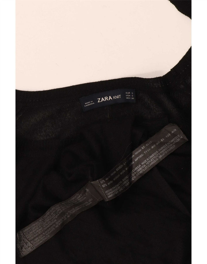 Zara Womens Oversized Top Long Sleeve UK 10 Small Black Viscose