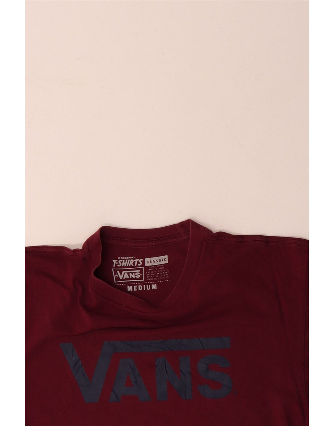 VANS Mens Graphic T-Shirt Top Medium Burgundy Cotton