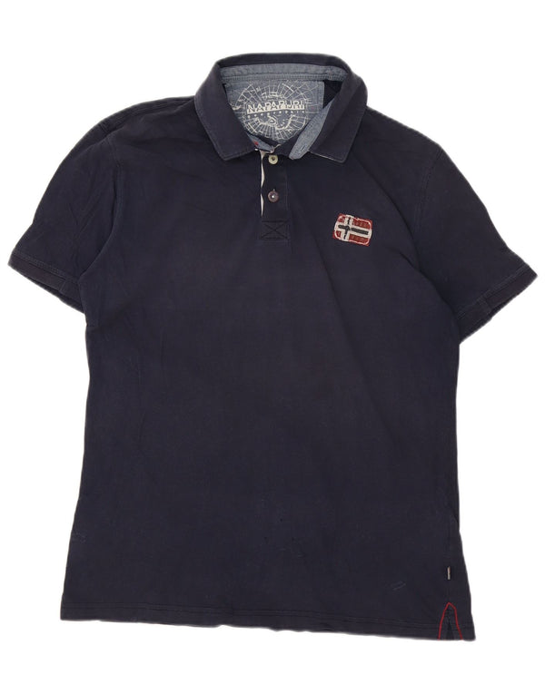 Napapijri Mens Geographic Polo Shirt Medium Navy Blue Cotton