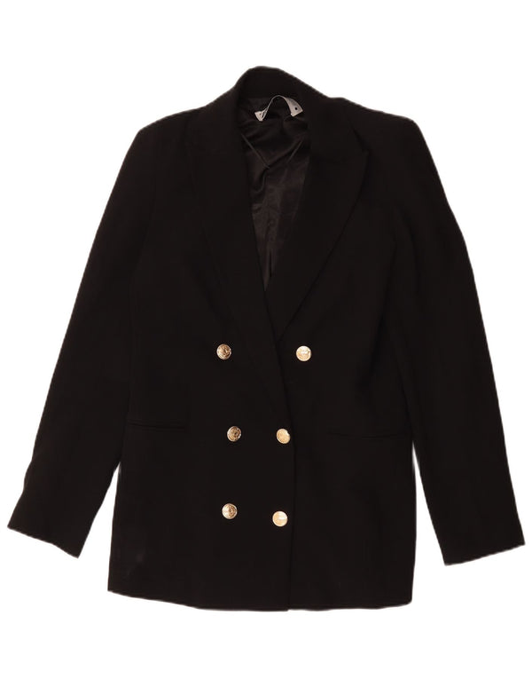 Zara Womens Double Breasted Blazer Jacket UK 6 XS Black Polyester