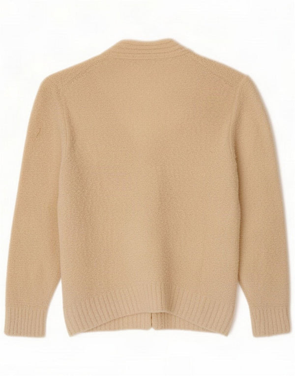 Vintage Womens 3/4 Sleeve Cardigan Sweater UK 14 Medium Beige