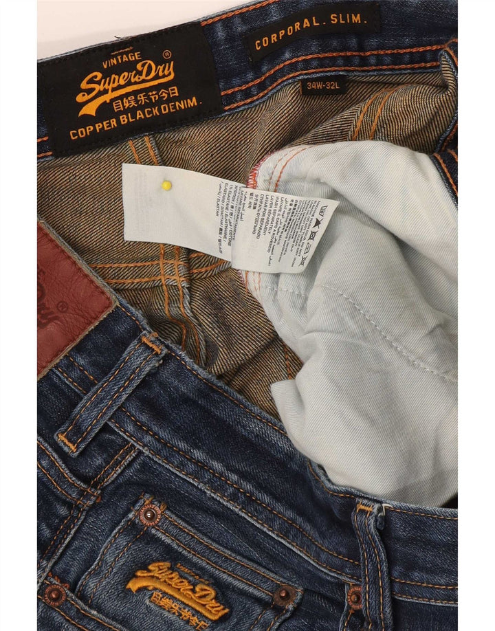 Superdry Mens Corporal Slim Jeans W34 L32 Blue Cotton
