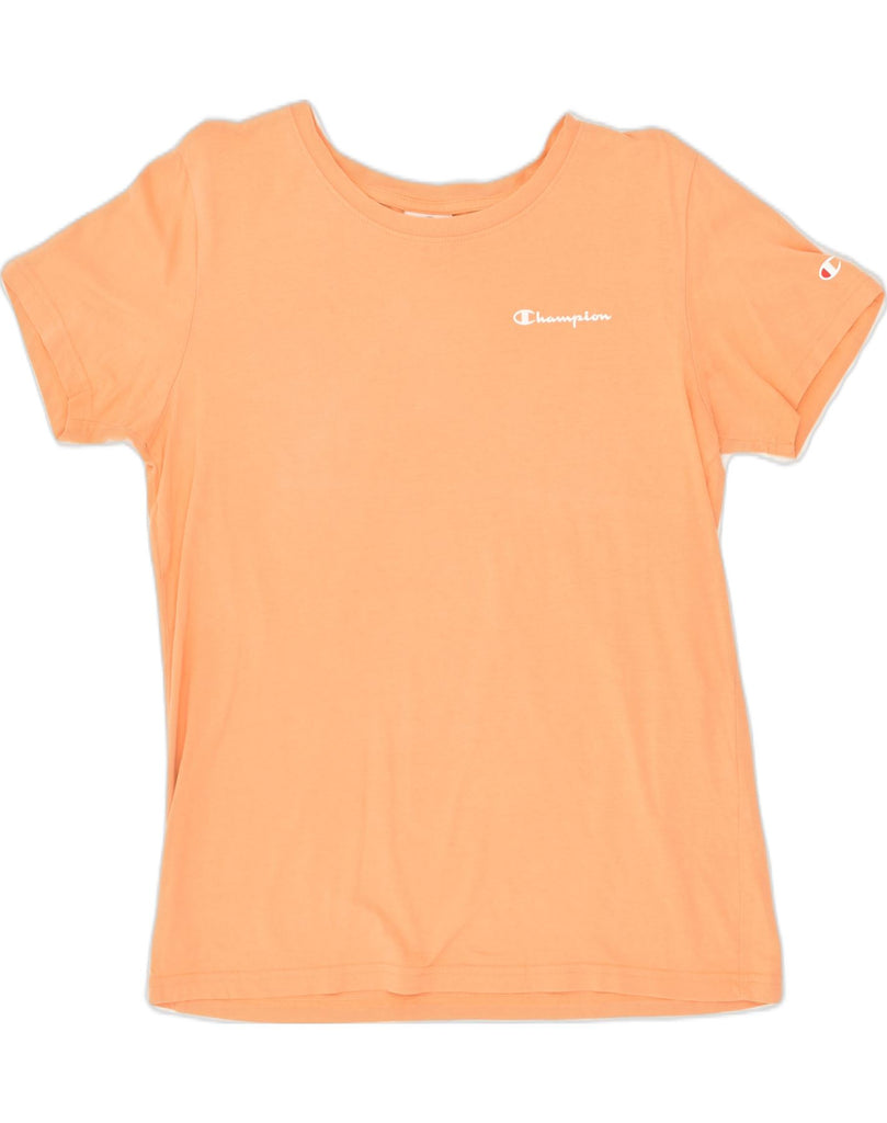 CHAMPION Womens T-Shirt Top UK 14 Large Orange Cotton | Vintage Champion | Thrift | Second-Hand Champion | Used Clothing | Messina Hembry 