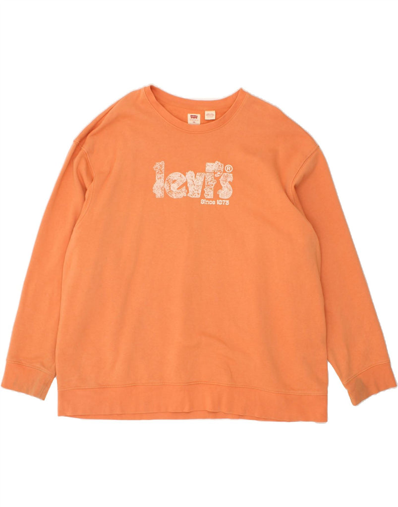 LEVI'S Womens Relaxed Fit Graphic Sweatshirt Jumper UK 20 2XL Orange | Vintage Levi's | Thrift | Second-Hand Levi's | Used Clothing | Messina Hembry 