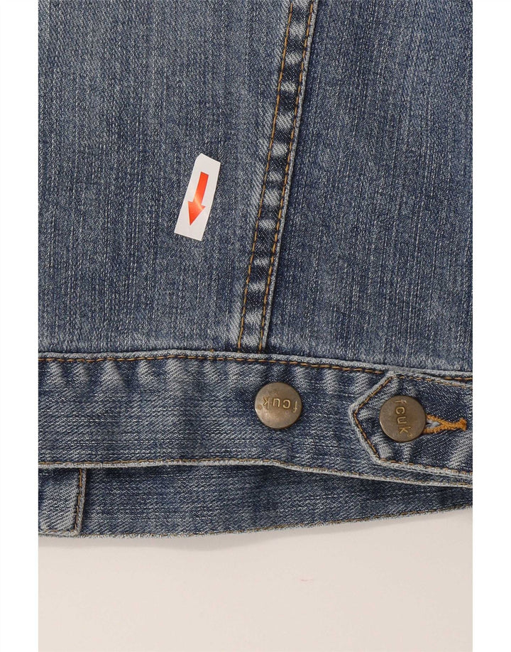 Fcuk Womens Regular Fit Denim Jacket UK 10 Small Blue Cotton