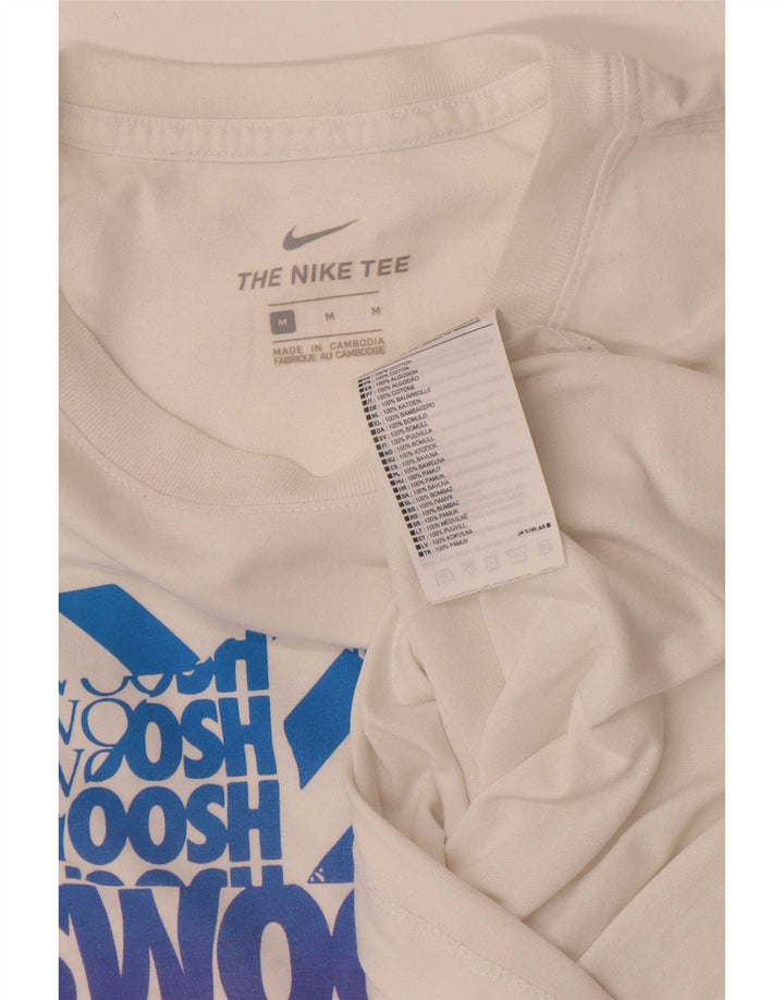 Nike Mens Swoosh Graphic T-Shirt Top Medium White Cotton