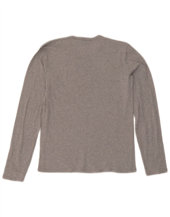 Benetton Womens Graphic Top Long Sleeve UK 12 Medium Grey Flecked
