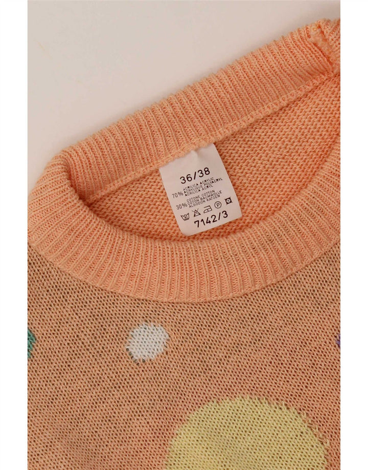 Vintage Womens Crew Neck Jumper Sweater EU 36/38 Small Pink Spotted