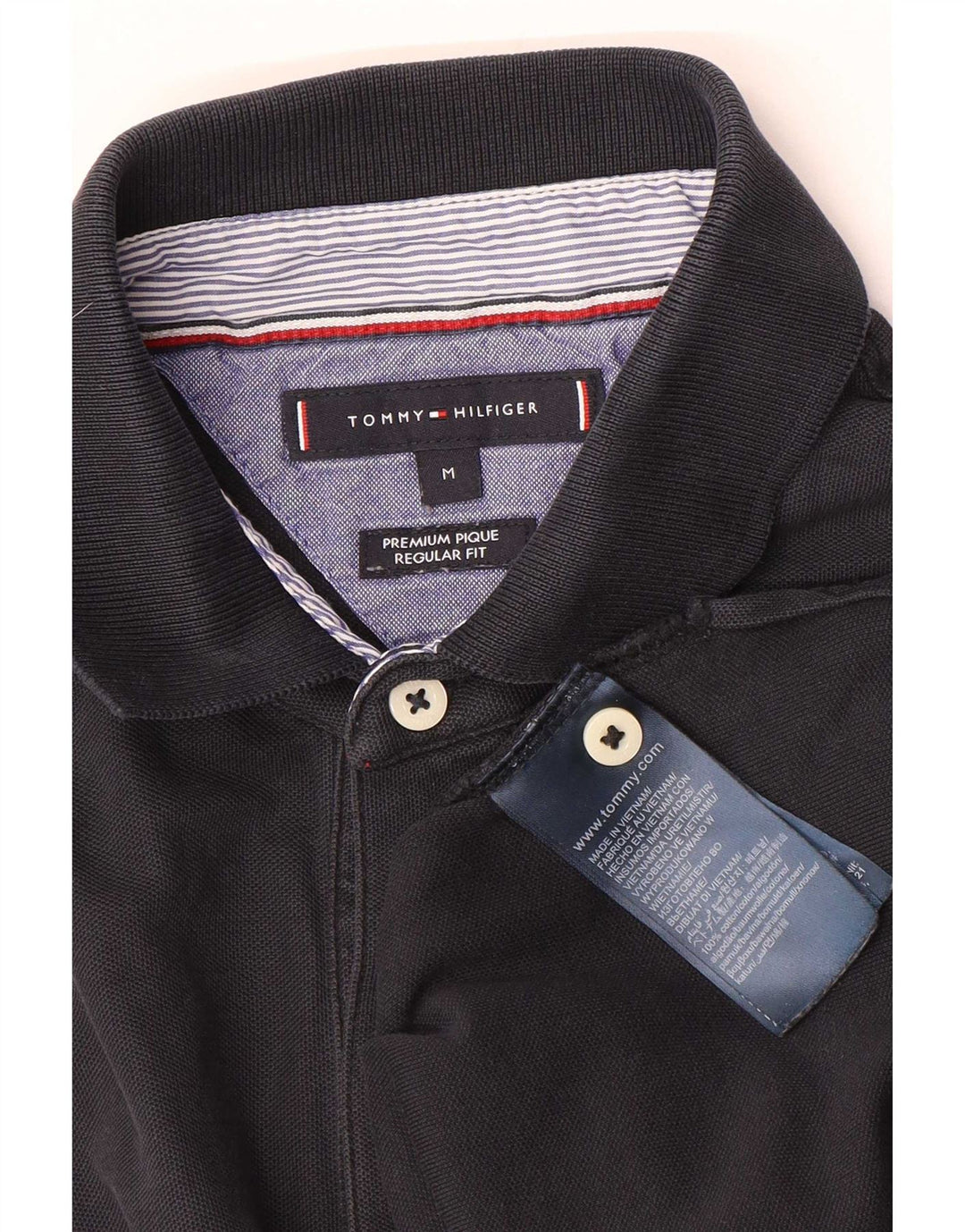 Tommy Hilfiger Mens Regular Fit Polo Shirt Medium Navy Blue Cotton