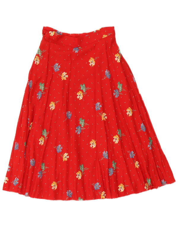Vintage Womens Pleated Flared Skirt IT 40 Small W26 Red Floral