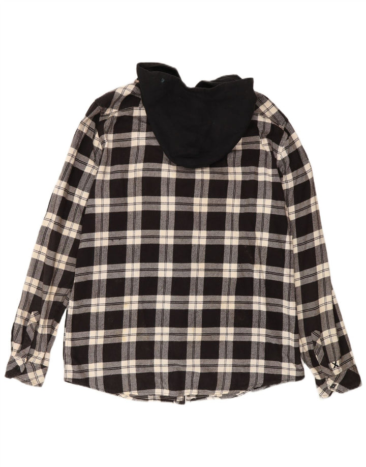 Billabong Mens Hooded Flannel Shirt Large Black Check Cotton