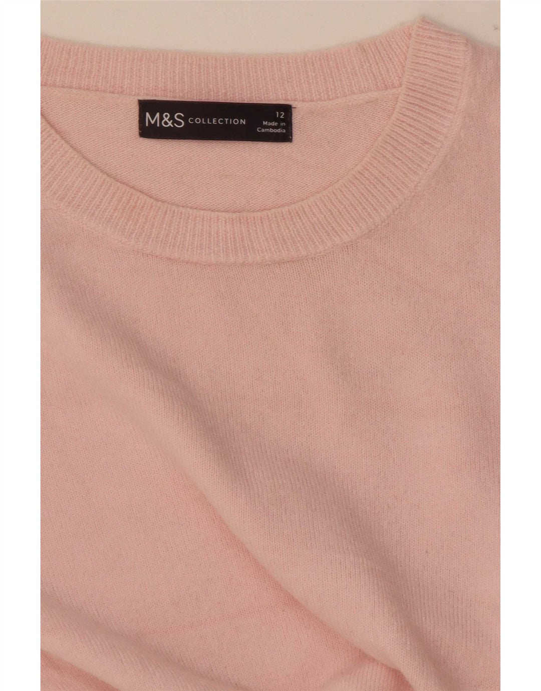 Marks & Spencer Womens Crew Neck Jumper Sweater UK 12 Medium Pink