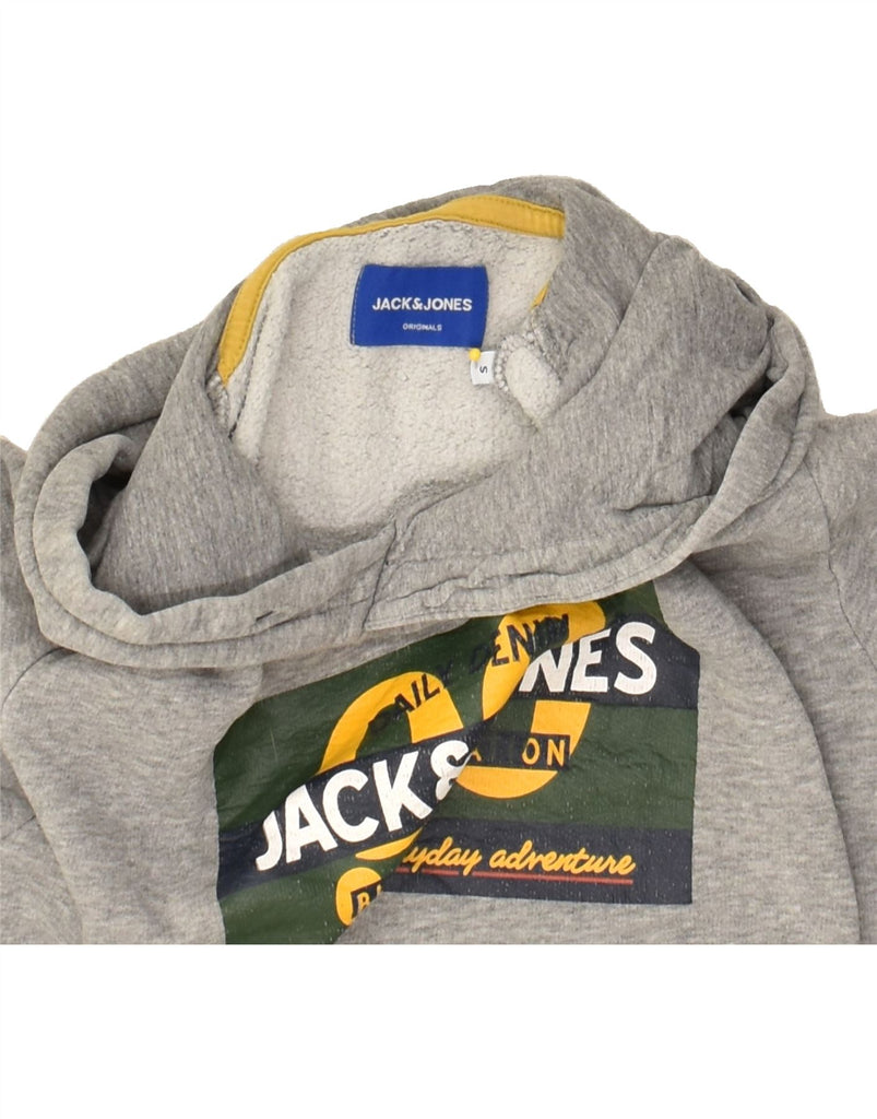 JACK & JONES Mens Graphic Hoodie Jumper Small Grey Cotton | Vintage Jack & Jones | Thrift | Second-Hand Jack & Jones | Used Clothing | Messina Hembry 