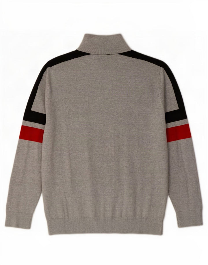Fila Mens Zip Neck Jumper Sweater Medium Grey Colourblock Cotton