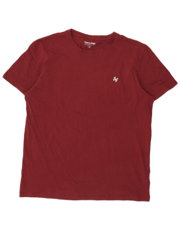 Jack & Jones Mens T-Shirt Top XL Burgundy Cotton
