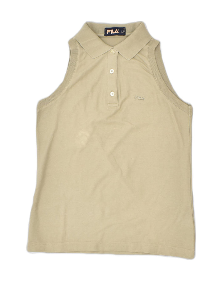 FILA Womens Sleeveless Polo Shirt IT 42 Medium Brown Cotton | Vintage Fila | Thrift | Second-Hand Fila | Used Clothing | Messina Hembry 