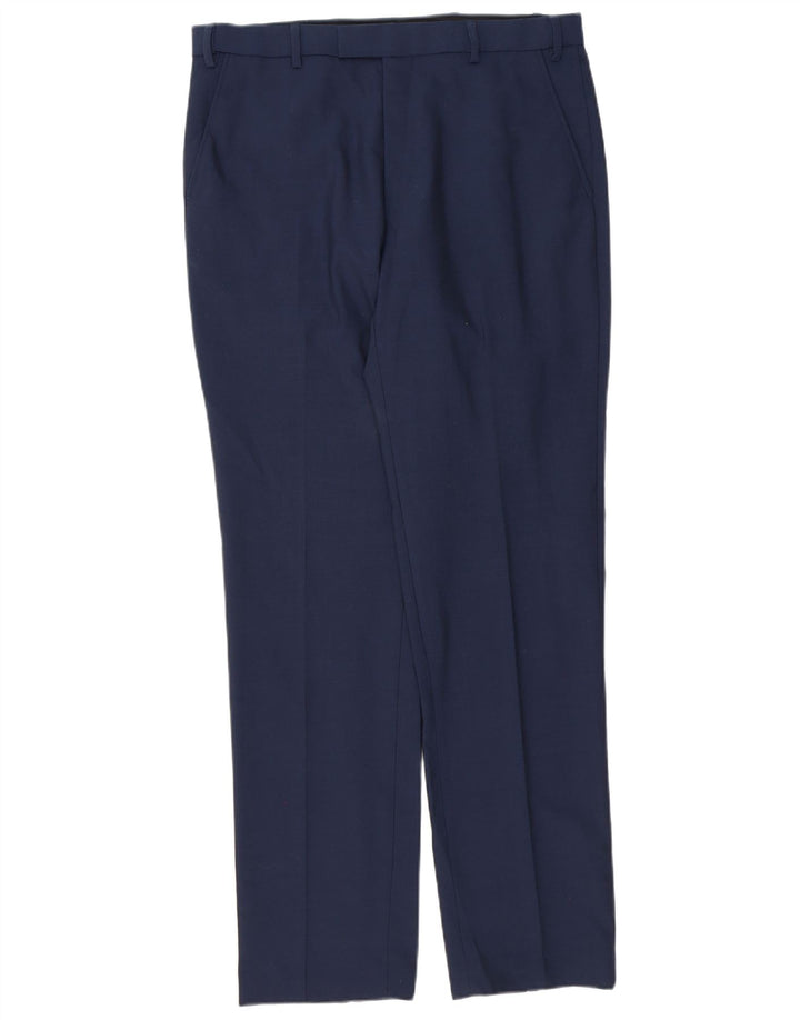 Marks & Spencer Mens Straight Suit Trousers W34 L33 Blue