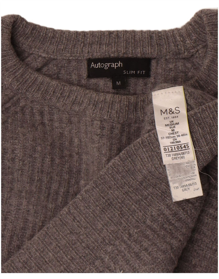 Marks & Spencer Womens Crop Boat Neck Jumper Sweater UK 14 Medium Grey