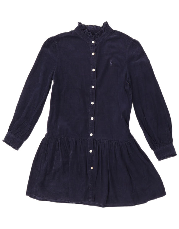 Ralph Lauren Girls Long Sleeve Drop Waist Dress 9-10 Years Navy Blue