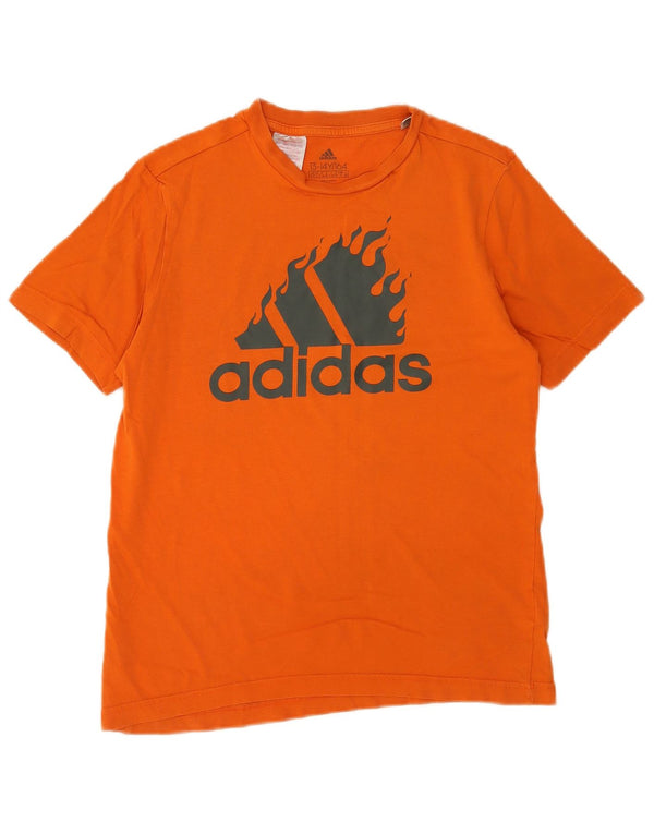Adidas Boys Graphic T-Shirt Top 13-14 Years Orange Cotton