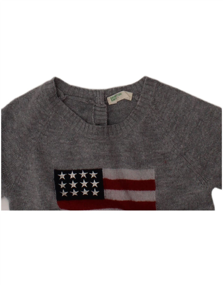 BENETTON Baby Boys Graphic Jumpsuit 3-6 Months Grey