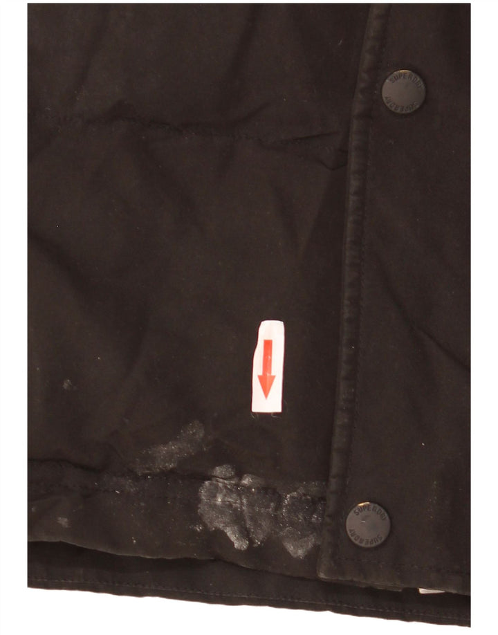 SUPERDRY Mens Hooded Padded Jacket UK 36 Small Black Polyester