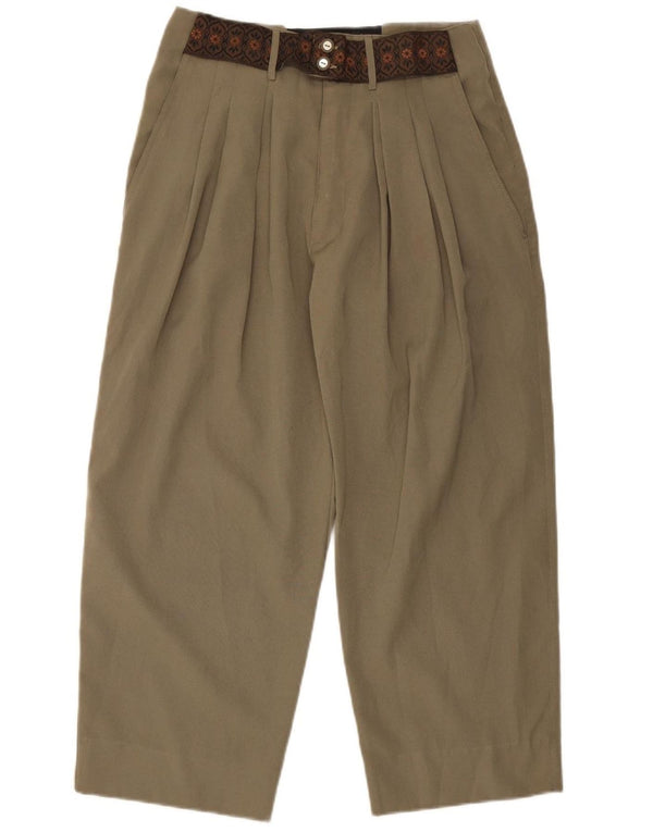 Vintage Womens Trachten Crop Casual Trousers IT 46 Large W30 L24 Khaki