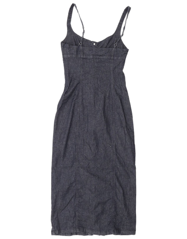 Zara Womens Sleeveless Denim Bodycon Dress UK 10 Small Navy Blue Cotton