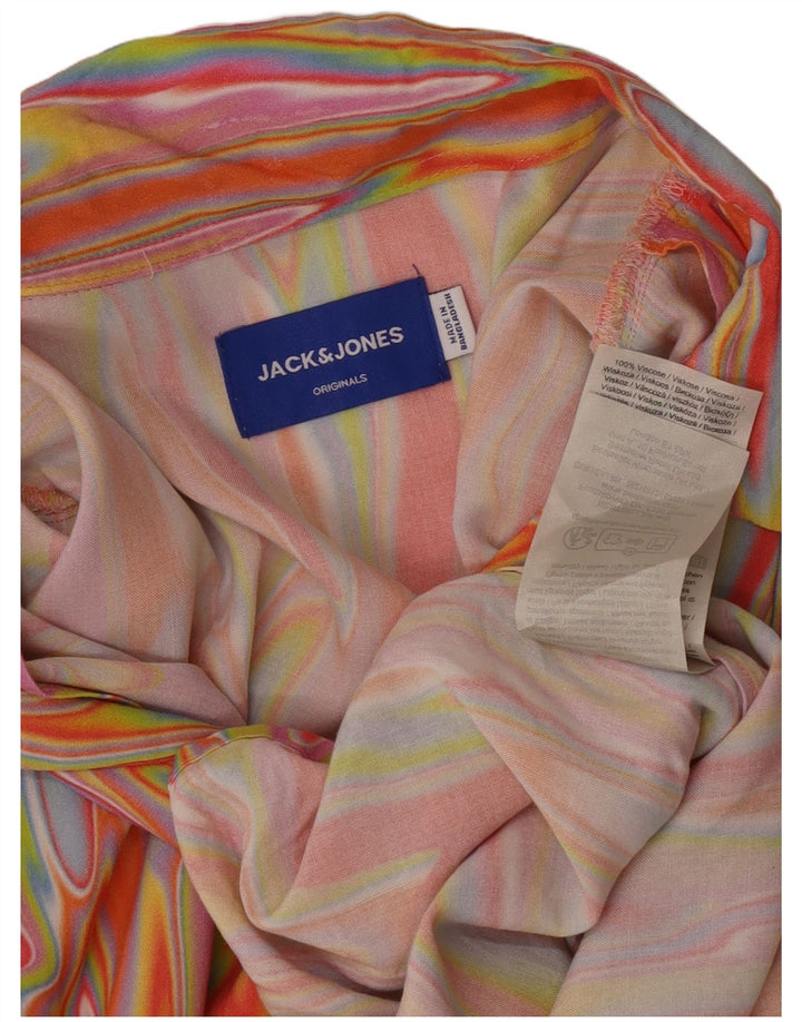 Jack & Jones Mens Short Sleeve Shirt Large Multicoloured Tie Dye Viscose