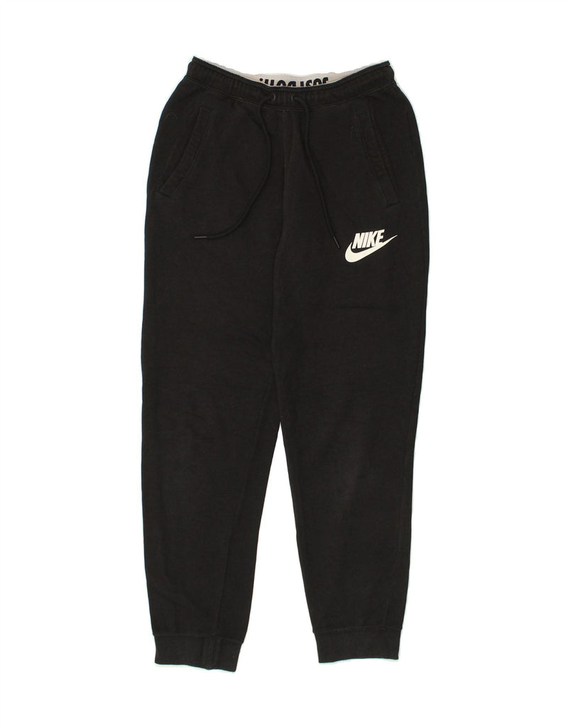 NIKE Mens Graphic Tracksuit Trousers Joggers Small Black Cotton | Vintage Nike | Thrift | Second-Hand Nike | Used Clothing | Messina Hembry 