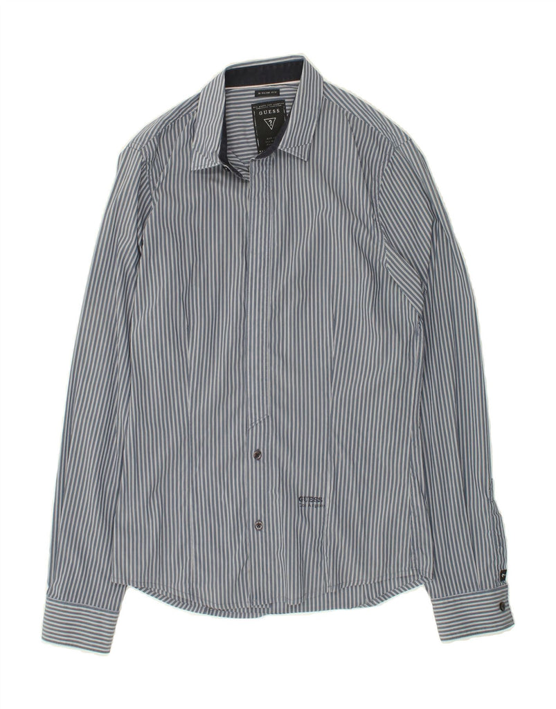 GUESS Mens Slim Fit Shirt Small Grey Pinstripe Cotton Vintage Guess and Second-Hand Guess from Messina Hembry 