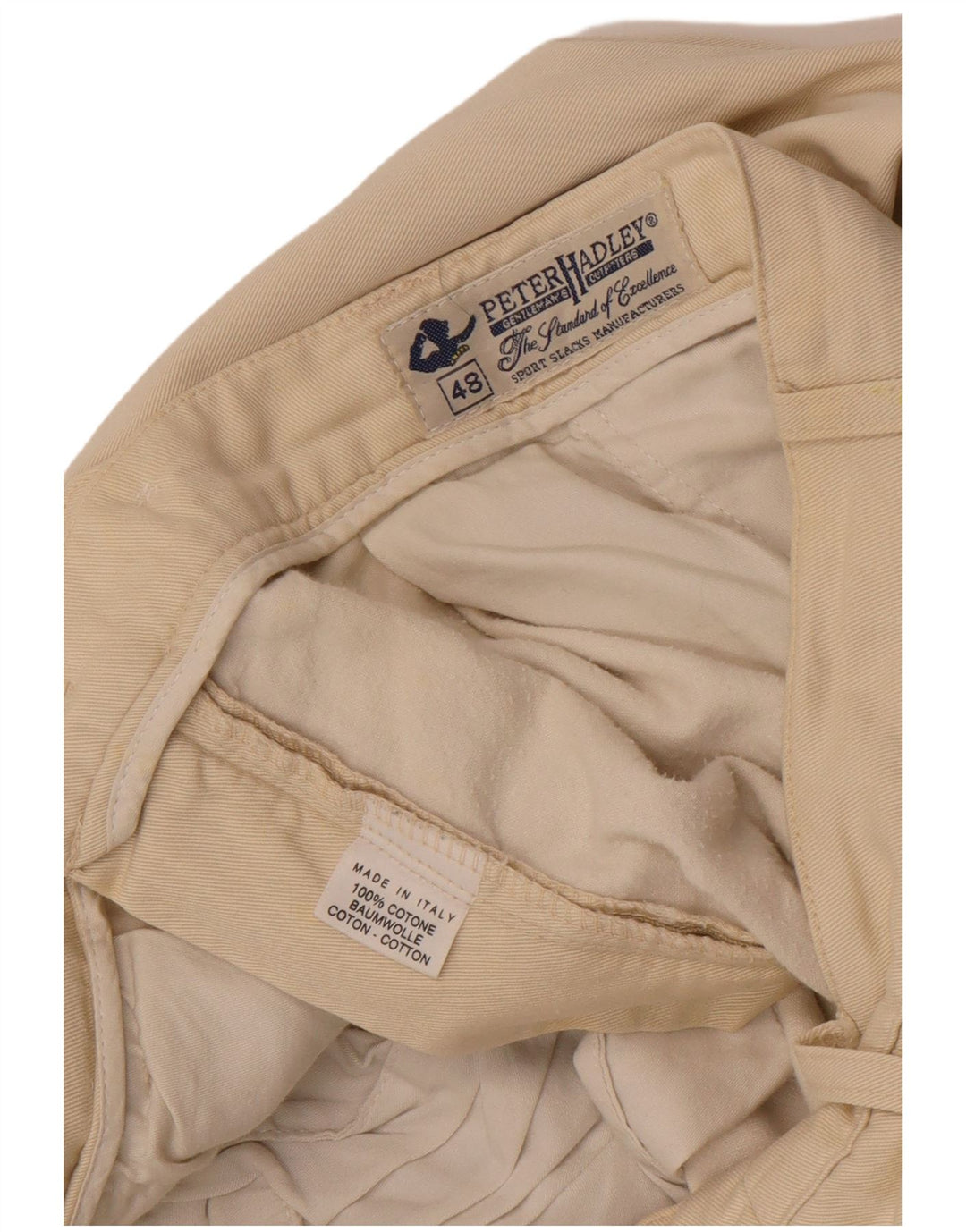 Peter Hadley Mens Pegged Chino Trousers IT 48 Medium W32 L33 Beige Cotton