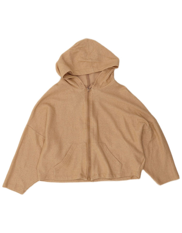 Diesel Womens Crop Oversized Zip Hoodie Sweater UK 10 Small Beige Cotton