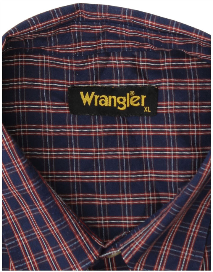 WRANGLER Mens Flannel Shirt XL Navy Blue Check