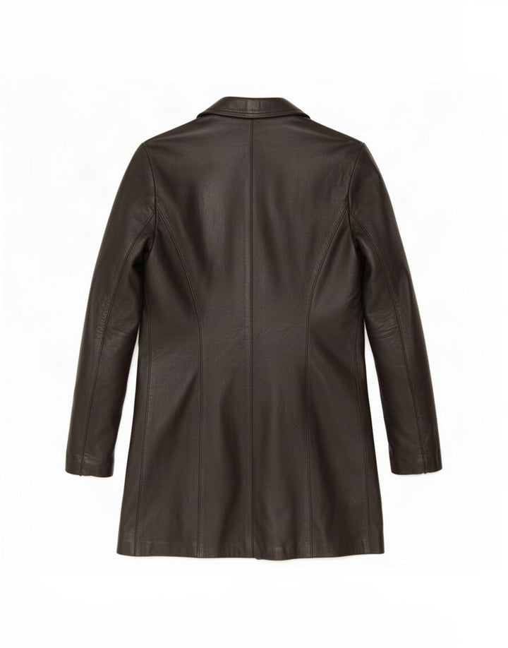 Vintage Womens Leather Coat UK 10 Small Black