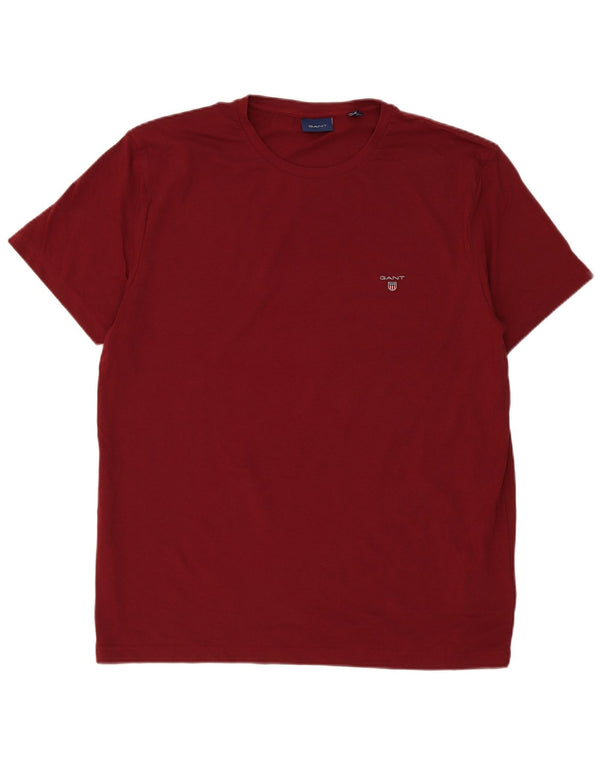 Gant Mens T-Shirt Top 2XL Burgundy Cotton