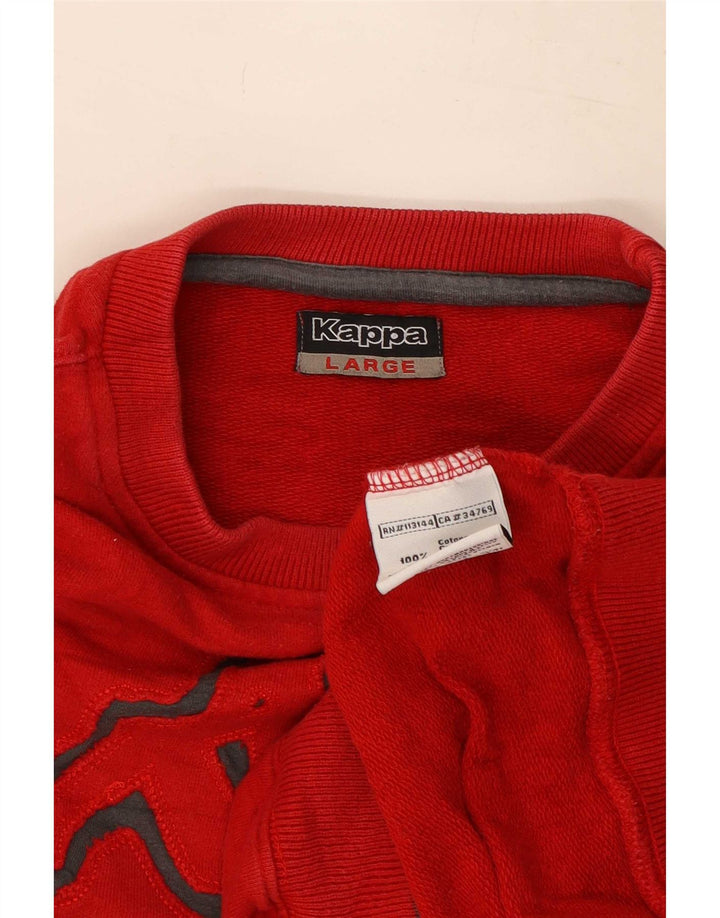 Kappa Mens Graphic Sweatshirt Jumper Large Red Cotton