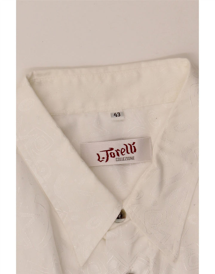 L. TORELLI Mens Abstract Pattern Shirt Size 43 Large White Cotton Vintage L. Torelli and Second-Hand L. Torelli from Messina Hembry 