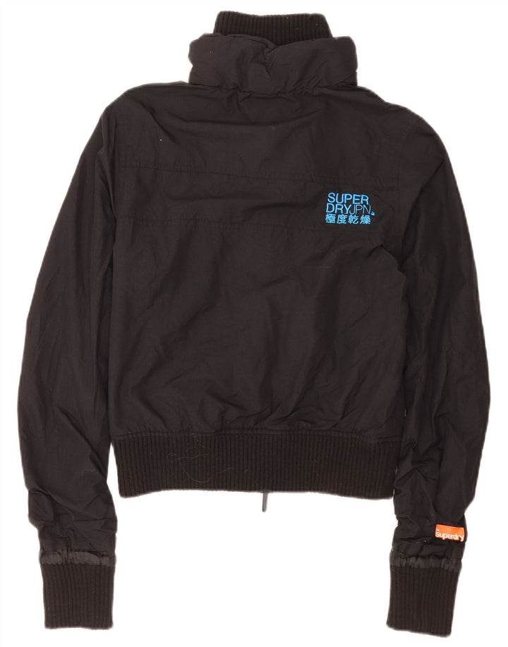 Superdry Womens Graphic Bomber Jacket UK 10 Small Black Nylon