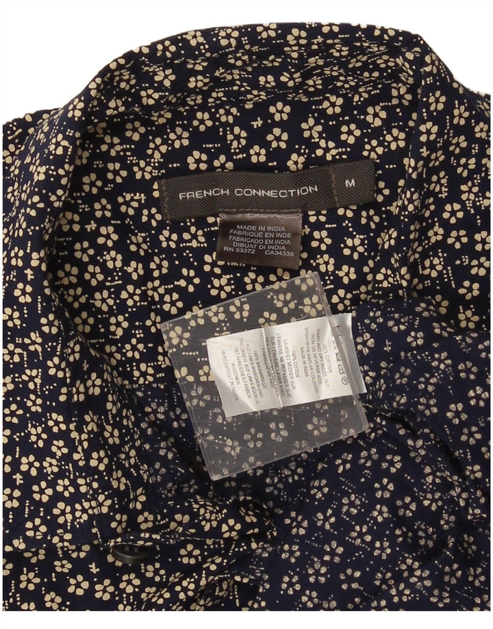 French Connection Mens Shirt Medium Navy Blue Floral Cotton