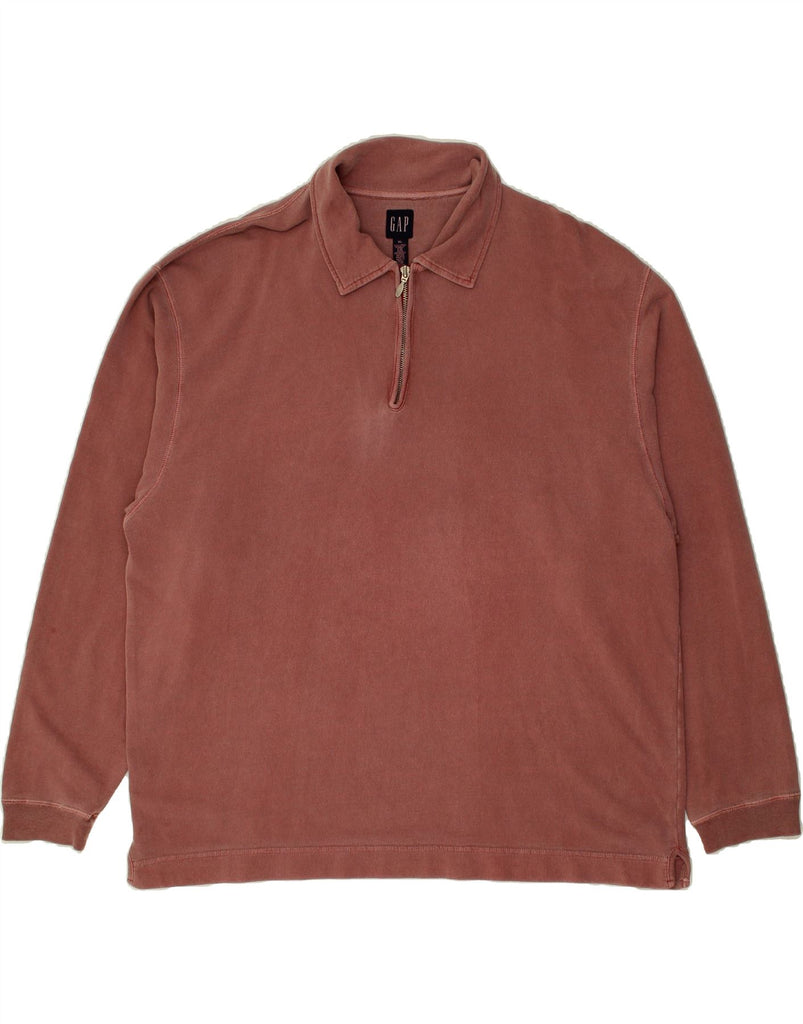 GAP Mens Polo Neck Sweatshirt Jumper XL Brown Cotton | Vintage Gap | Thrift | Second-Hand Gap | Used Clothing | Messina Hembry 