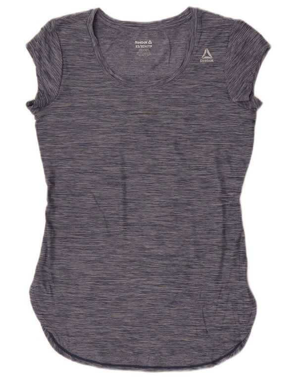 Reebok Womens T-Shirt Top UK 6 XS Navy Blue Flecked Polyester