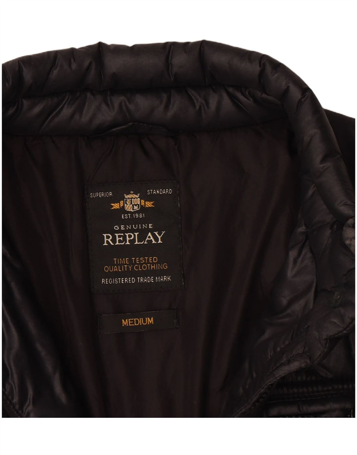 Replay Womens Quilted Jacket UK 14 Medium Black Polyamide