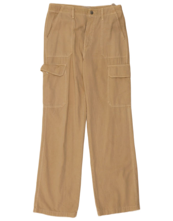 Zara Womens High Waist Straight Cargo Trousers EU 38 Small W28 L31 Beige
