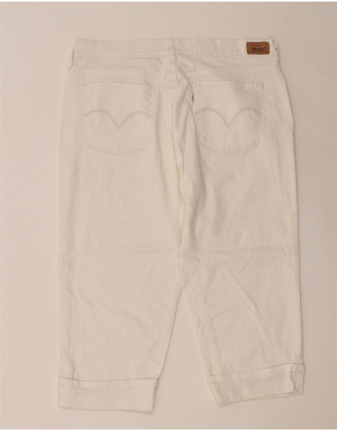 LEVI'S Womens 515 Capri Jeans US 14 Large W36 L20 White Cotton