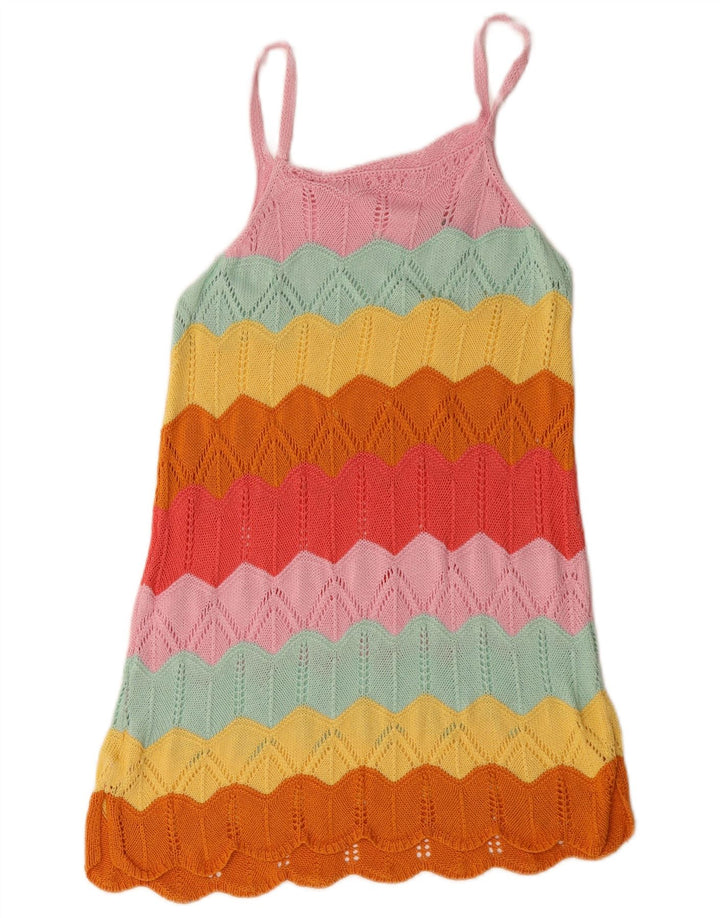 Vintage Womens Crochet Sundress UK 12 Medium Multicoloured Striped